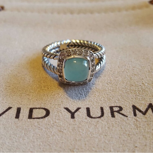 David Yurman Jewelry - David Yurman Sterling Silver Diamond
Chalcedony Petite Albion Ring